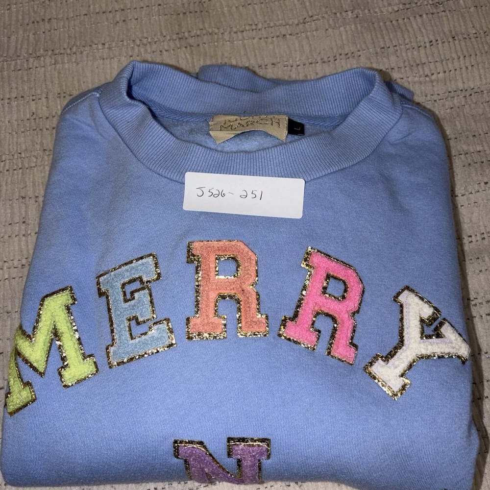 Judith March Merry n bright Sz L blue Oversized Pullover Boxy - Picture 9 of 9